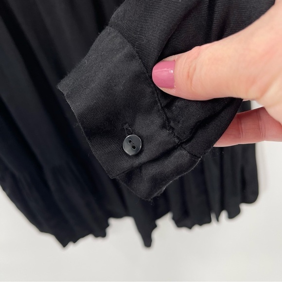 Zara Woman Black Silky Ruffle Tunic Dress Size XS - Picture 4 of 11